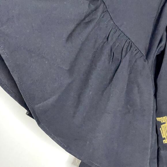 TULAROSA HARPER BLACK BELL SLEEVE GOLD EMBROIDERY CROP TOP SIZE XXS - Picture 3 of 9